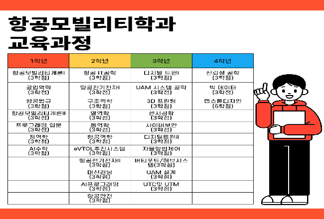 항공모빌리티학과 교육과정입니다